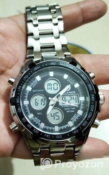 QUAMER Men’s Metal Double Movement Electronic Wat