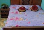 Used Fresh Oak Veneer Bed ( 6/7 Feet) + Side Table