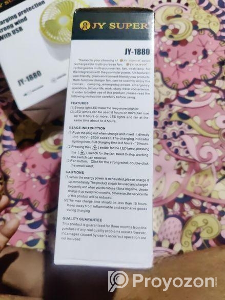 Portable Led Light With Mini Fan