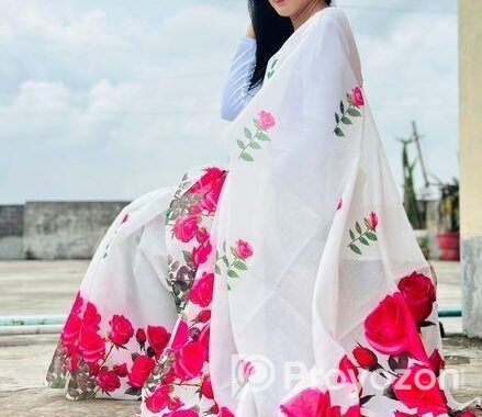 Chanderi Silk Digital Printed Saree – Soft & Elega