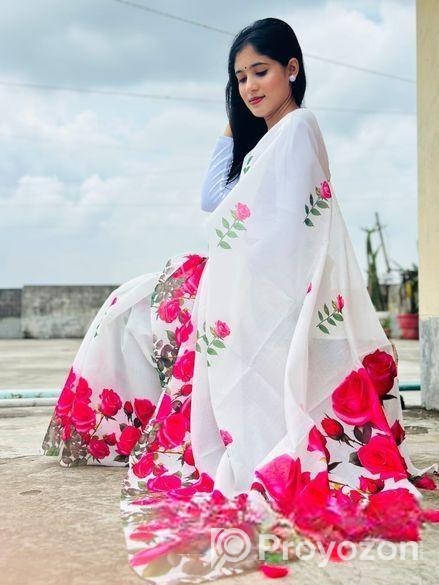 Chanderi Silk Digital Printed Saree – Soft & Elega