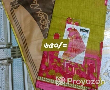 পাকিজা ব্রান্ডের সুতি শাড়ি ব্লাউজের পিস সহ।