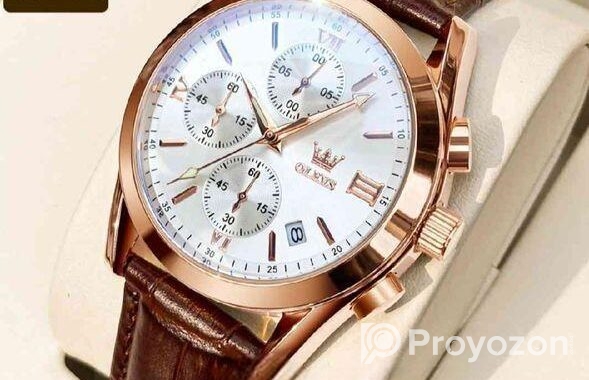 Olevs Watch চামড়ার বেল্ট ছেলেদের ঘড়ি