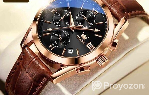 Olevs Watch চামড়ার বেল্ট ছেলেদের ঘড়ি