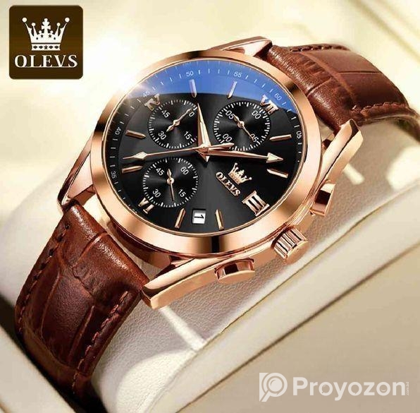 Olevs Watch চামড়ার বেল্ট ছেলেদের ঘড়ি