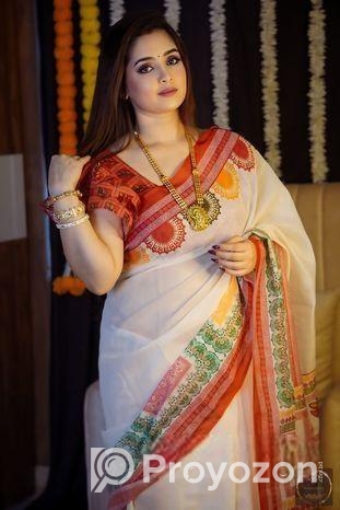 Semi Mosline Silk Saree with Blouse Pieces