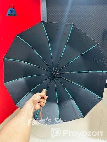 Premium 12-Ribs Wooden Handle Umbrella – Stylish &