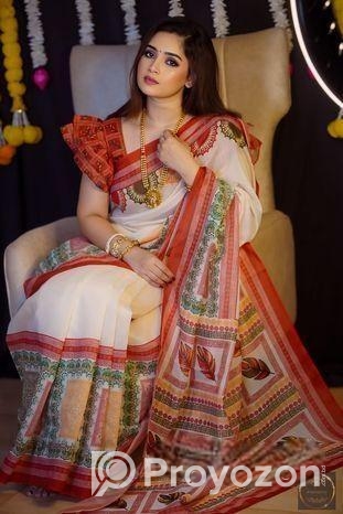 Semi Mosline Silk Saree with Blouse Pieces