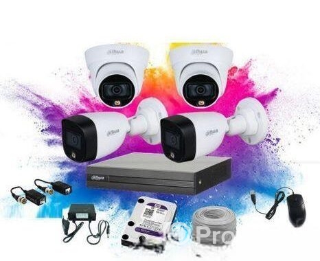 Dahua Full Color 4 CCTV Package with Monitor