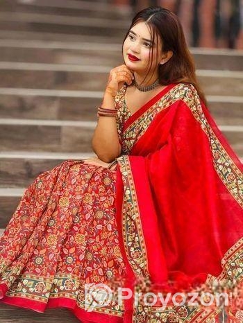 Semi Mosline Silk Saree with Blouse Pieces