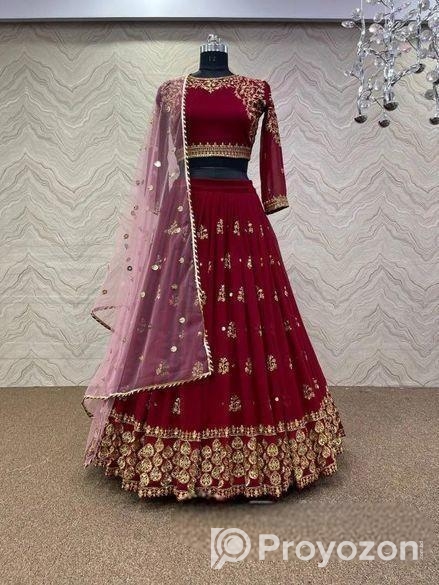 রেডিমেড জর্জেট এমব্রয়ডারি পার্টি ড্রেস