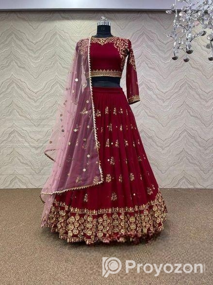 রেডিমেড জর্জেট এমব্রয়ডারি পার্টি ড্রেস