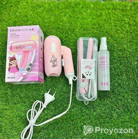 Mini hair dryer and straightener Combo