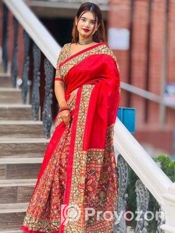 Semi Mosline Silk Saree with Blouse Pieces