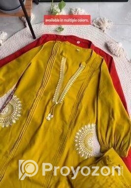 Ethnic Embroidered Cotton Kurta Set 2 Pics (dual C