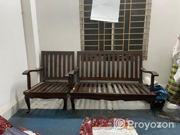 সেগুন কাঠের সোফা কাভার সহ
