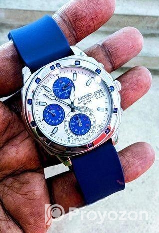 SEIKO Chrono Watch Beautiful Blue  White  Dial