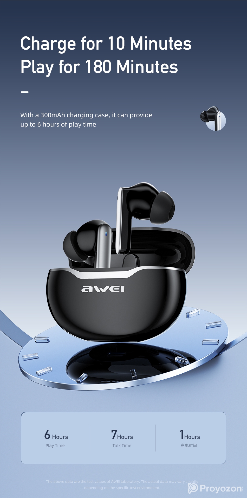 Awei T50 Wireless Headphones Bluetooth 5.3 Earbuds With Mic