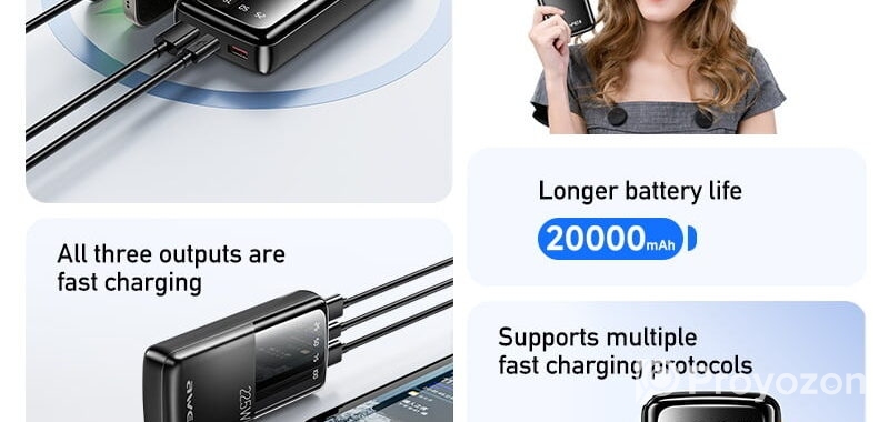 Awei P13K 22.5W PD Fast Charging Power Bank – ২০০০০mAh