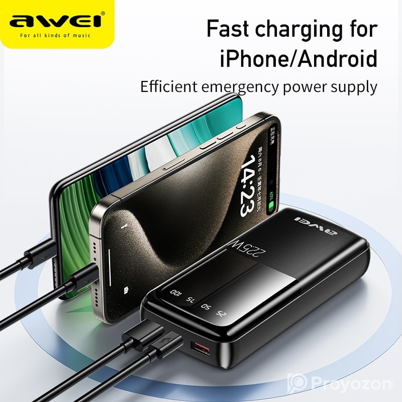 Awei P13K 22.5W PD Fast Charging Power Bank – ২০০০০mAh
