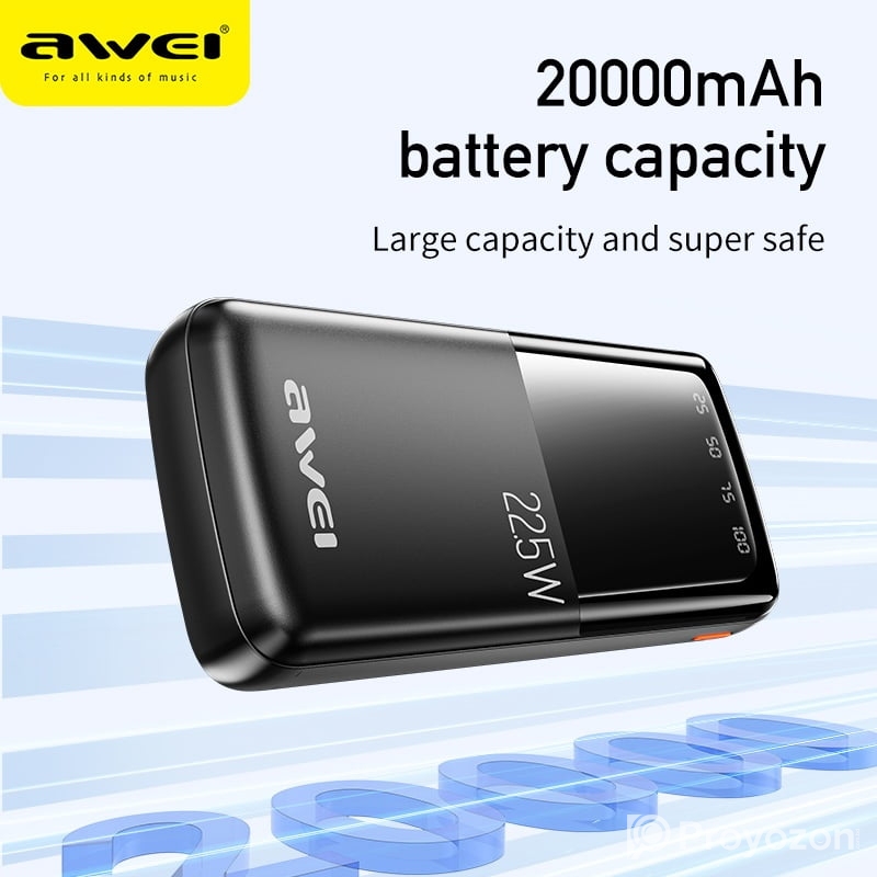 Awei P13K 22.5W PD Fast Charging Power Bank – ২০০০০mAh