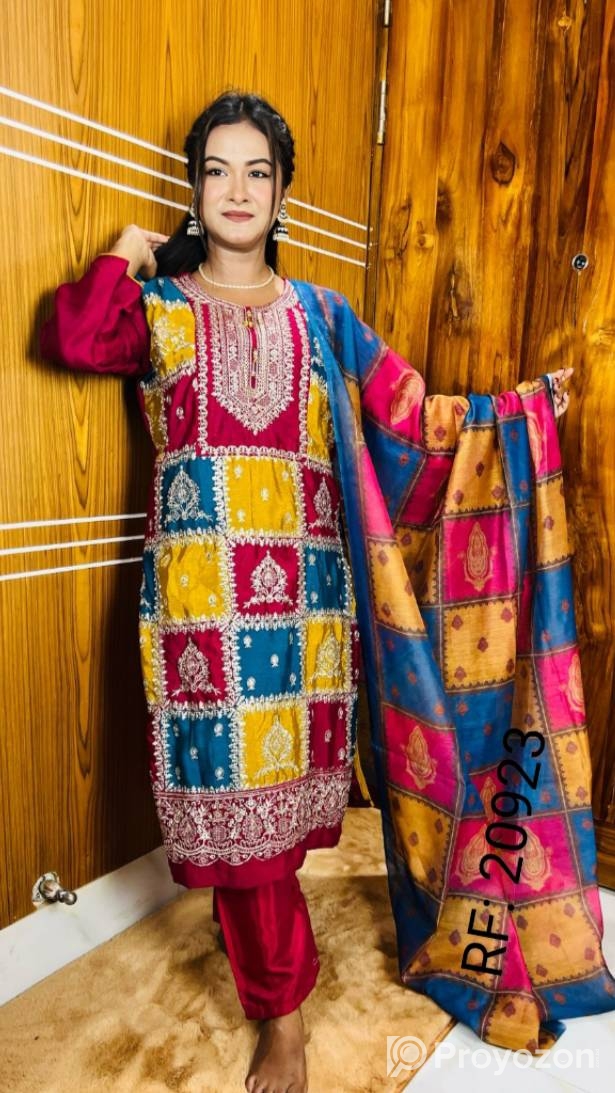 Georgette Embroidery Three Piece