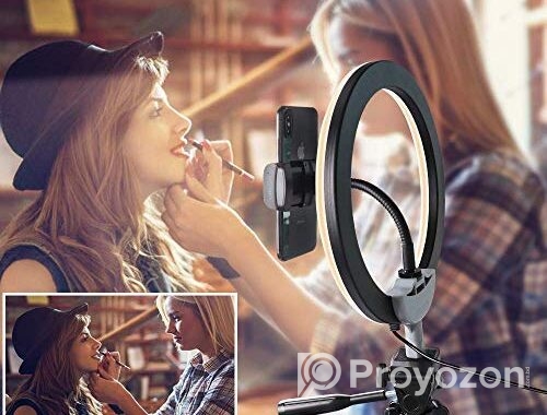 6 Fit Tripod Stand +10″ Ring Light + K9 Microphone Combo