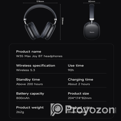 HOCO W35 Max ওয়্যারলেস ব্লুটুথ হেডফোন (35 ঘণ্টা ব্যাটারি লাইফ)