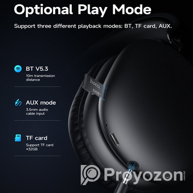 HOCO W35 Max ওয়্যারলেস ব্লুটুথ হেডফোন (35 ঘণ্টা ব্যাটারি লাইফ)