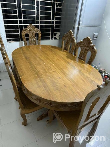 অরিজিনাল সেগুন ৬ চেয়ার ডাইনিং টেবিল