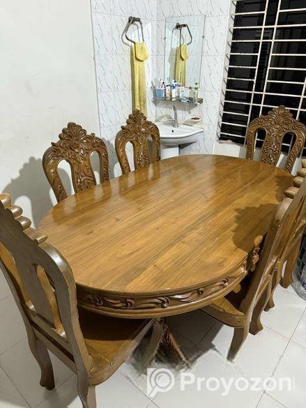 অরিজিনাল সেগুন ৬ চেয়ার ডাইনিং টেবিল