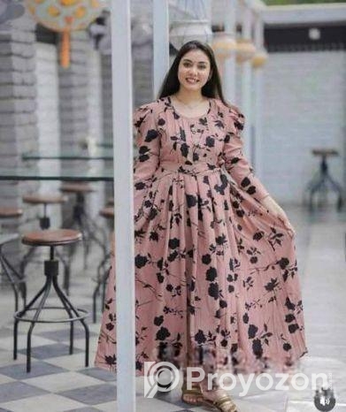 স্টাইলিশ সিল্ক স্কিন প্রিন্ট গাউন