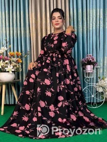 স্টাইলিশ সিল্ক স্কিন প্রিন্ট গাউন