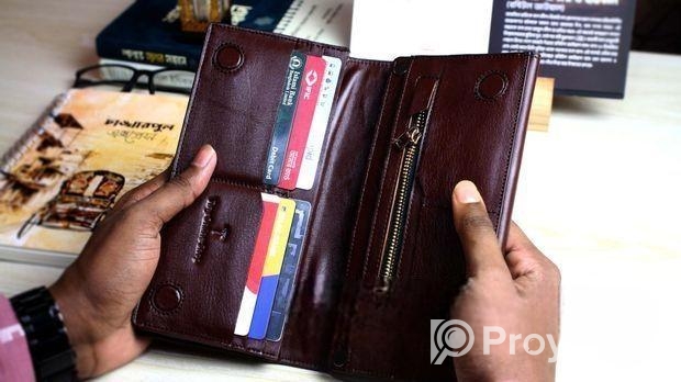 মাল্টি-ফাংশনাল লেদার মটো ওয়ালেট