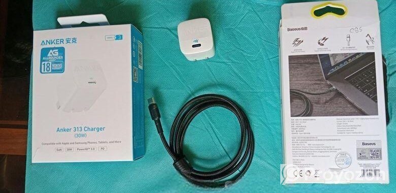 Anker Pd Charger 30 Watt & Baseus Support Type C Cable.