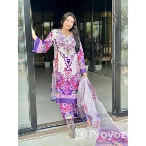 Pure Dubai Silk Digital Print Three Piece
