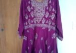 Beautiful purple long dress with intricate golden embroidery