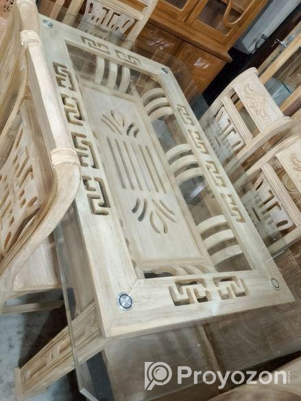 চিটাগং সেগুন কাঠের ছয় চেয়ারের ডাইনিং টেবিল হাতে বার্নিস হবে