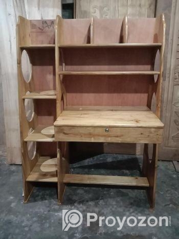 আকাশমণি কাঠের তৈরি রিডিং টেবিল সাথে বুক শেলফ