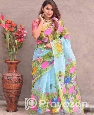 Hand Print Half Silk Sharee
