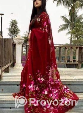 Hand Print Half Silk Sharee