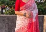 Skin Print Reshom Silk Sharee