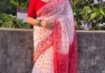 Skin Print Reshom Silk Sharee
