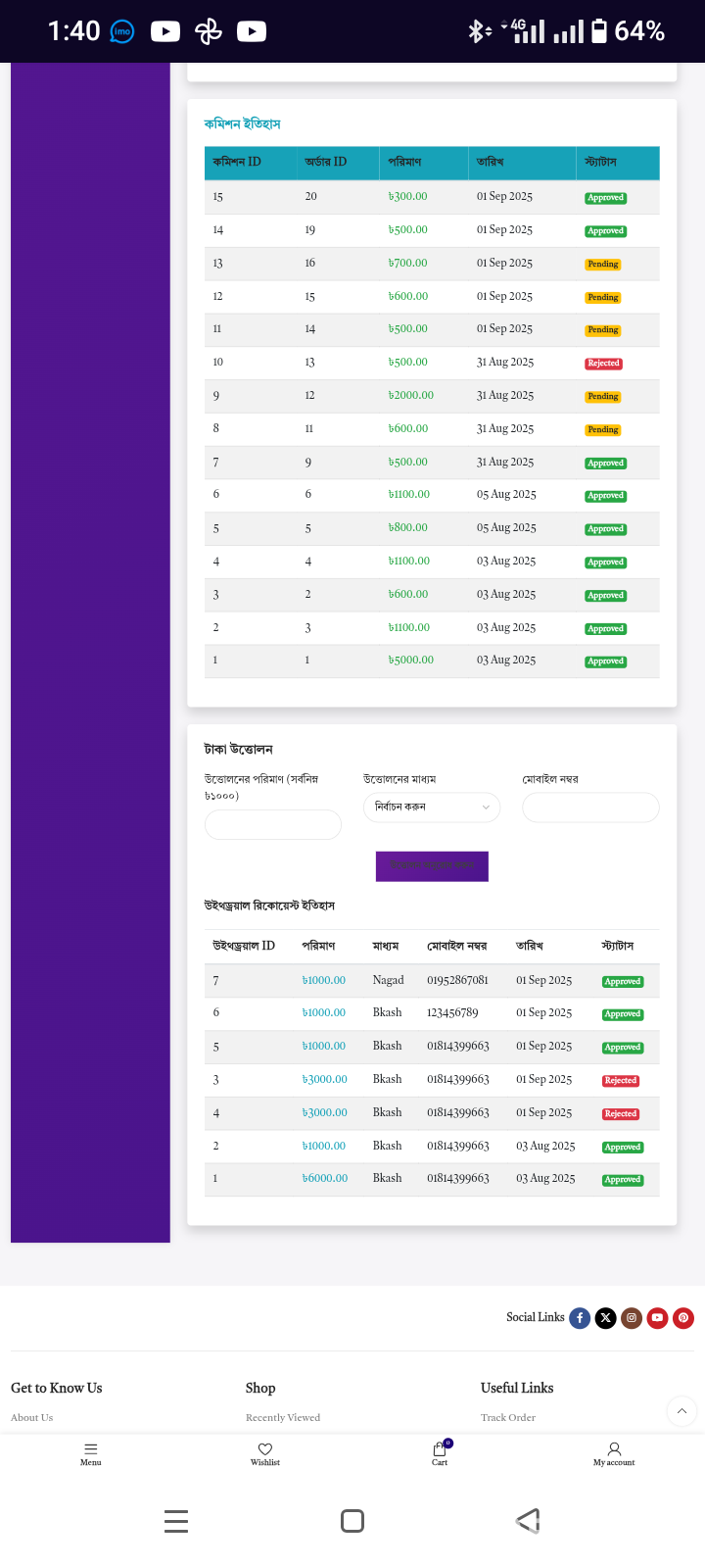 রিসেলিং ওয়েবসাইট ড্যাশবোর্ড সিস্টেম