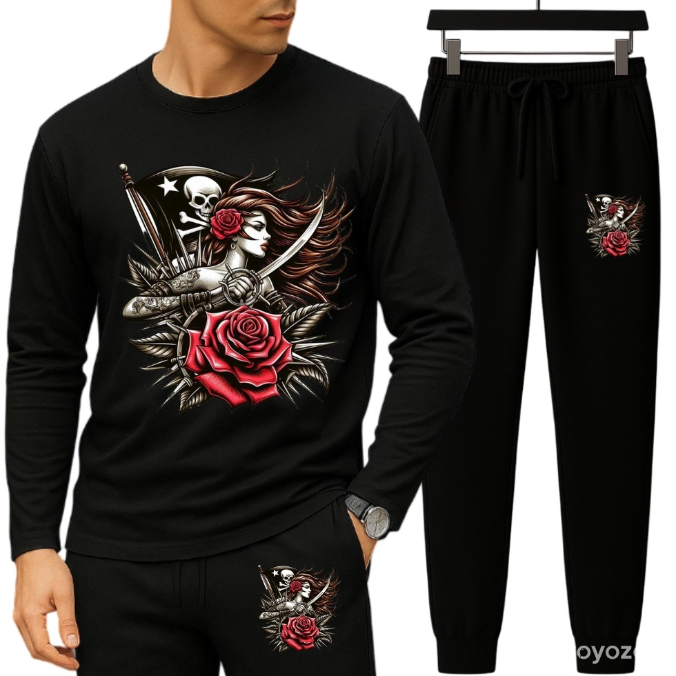 Long Sleeve Drop Shoulder Tshirt and Trouser Set