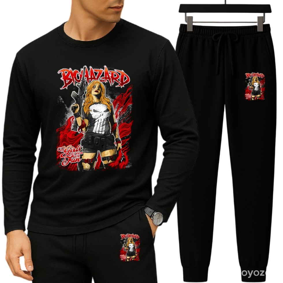 Long Sleeve Drop Shoulder Tshirt and Trouser Set