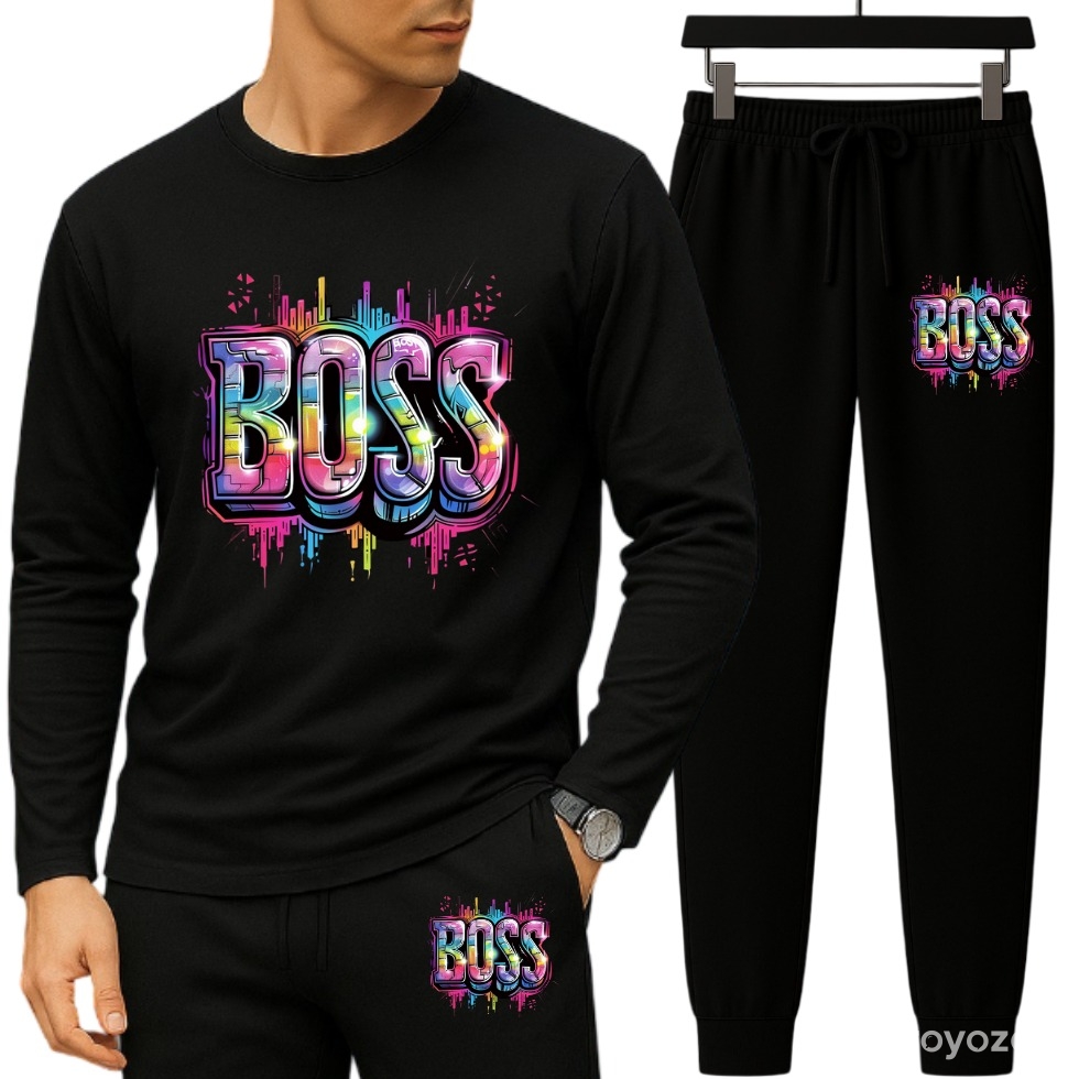 Long Sleeve Drop Shoulder Tshirt and Trouser Set