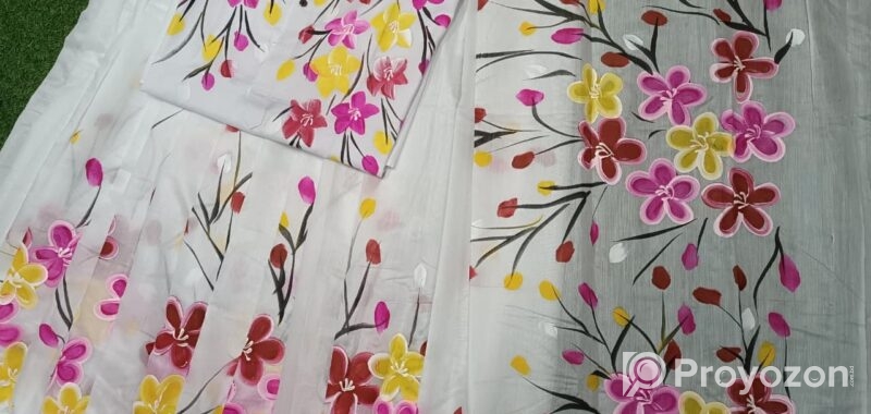 Hand Print Half Silk Couple Dress