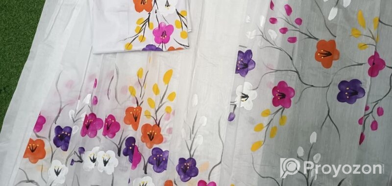 Hand Print Half Silk Couple Dress