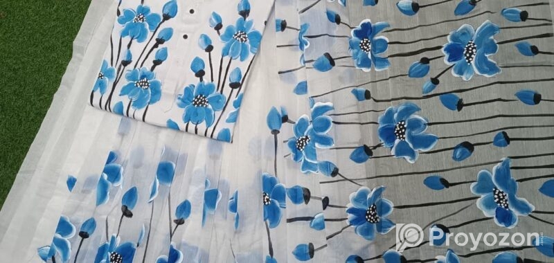 Hand Print Half Silk Couple Dress